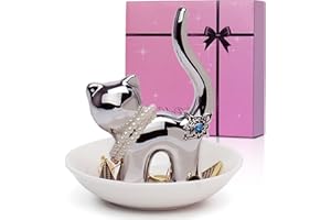 FORAGIFT Gift for Women - Ceramic Cat Ring Holder Jewelry Dish is a Wonderful Gift for Cat Lovers, Mother, Sister, Aunt, Girlfriend, Christmas Birthday Wedding Gifts for Her