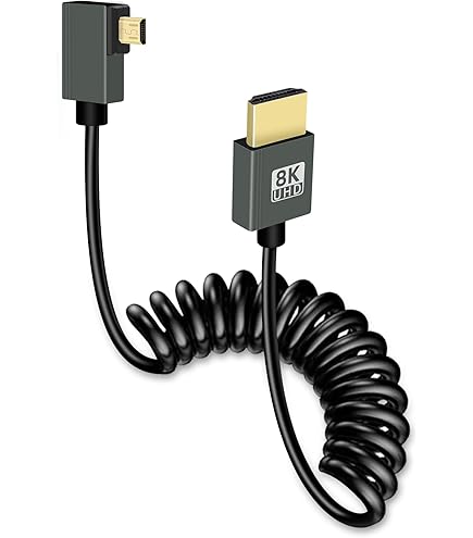 HangTon Rechte hoek micro-HDMI 4K 8K hoge snelheid kabel voor ATOMOS Ninja V Ultra, Sony ZV-E10 A7C A7R4 A6700, Canon R6II R5C R10, Lumix S5 S9 G100, Fujifilm X-T50, blauw gevlochten opgerold