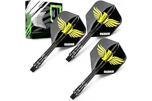 Dlishka 26mm Integriertes Dart Flights und Stems Set,3 Stück Flights und Stems in Einem für Höchste Präzision,90° Fester Winkel / 2BA Gewinde,Langlebiges und Leichtes Dart Zubehör.