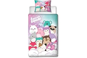 Character World Squishmallows Pościel, Tworzywo Sztuczne, Wielokolorowy, 135 x 200 cm/48 x 74 cm