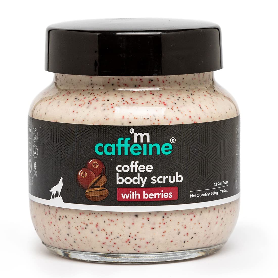 mCaffeine Berries & Coffee Body Scrub for Tan Removal | Creamy Body Scrub for Dry Skin | Exfoliating Scrub for Body for both 