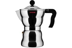 Alessi AAM33 / 6 - Design Espresso Coffee Maker, Aluminum Body, Handle and Knob in Thermoplastic Resin, 6 Cups, Black