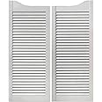 Set of 2 Swinging Doors - Divider Western Saloon Doors - Interior Solid Wood Louvre Slatted Doors - White/Natural - Size H: 1000mm / W: 800mm (2X 400mm)