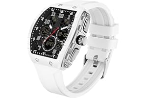 findtime Montre Militaire Homme Sport Design Unique Cadran Rectangulaire, Affichage Numérique Analogique, Double Fuseau, Chronomètre Étanche 5ATM, Style Punk