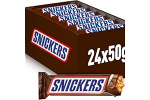 Snickers Barretta con Caramello e Arachidi Tostate Ricoperta al Cioccolato, 24 Barrette X50G (1200G), Nuova versione