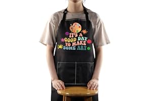 WZMPA Grembiule con tasche per artisti e pittori, idea regalo per insegnanti, con scritta in lingua inglese It's a Good Day to make art, regolabile, per studenti amanti dell'arte