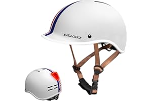 Exclusky Bike Helmet with USB Rechargeable Rear Light, Adult Cycle Helmet for Men Women, Adjustable Urban Commuter Helmet Bicycle Scooter Skateboard Helmet Size 56-61cm