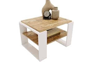 ‎CRAFTPAK CraftPAK Wohnzimmer Tisch für Couch aus hochwertigem Holzwerkstoff, Stabiler & moderner Couchtisch mit zusätzlicher Ablagefläche, Model Kaja 63, Farbe Weiß