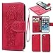 Produktbild iPhone 5/iPhone 5S/iPhone SE Hülle Leder Flip Wallet Cover in Book Style Stand Case Card Slot Leder Tasche Case Karteneinschub TPU Innen 2 Combo Separate Karteneinschub und Magnetverschluß Kratzfestes und Schmutzunempfindliches in Rose Red Elefant für iPhone 5/iPhone 5S/iPhone SE(2 in 1)