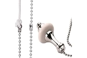 ARETRO Ceramic Chrome Light Pull Cord Chain with 800mm Ball Chain Bathroom Toilet Bedside Lamp Ceiling Light Fan Switch Blind Handle Weight