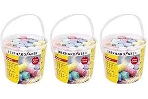 EBERHARD FABER Eberhard - Cubo de tiza para pintura de calle (3 cubos de 20 unidades con brillantina)