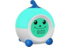 I·CODE Teach Me Time Kids Alarm Clock, Children's Sleep Trainer with Emoji,Toddler Sleep Aid Night Light with Auto-Off Timer,Perfect for 2-9 Years Old Younger Children (Blue)