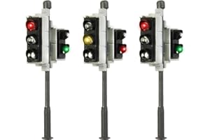 DAZZLEEX 3 Stück 00 H0 Ampel mit Fußgängerlicht und LEDs Fahrzeug 1:72 für Schienen und Gebäude Layout