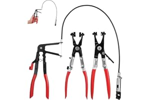 SYVORY 3 Stück Schlauchklemmenzange Set,Schlauchschellenzange mit Geradem Hals+Schlauchschellen Zange,Drahtfeder-Schlauchklemmenzange,Entfernungs und Installationswerkzeug für Auto Reparaturen