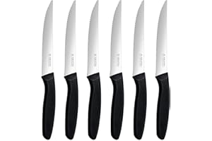 Targzier Coltelli da Bistecca 6 Pezzi,Coltelli da Cucina in Acciaio Inossidabile di Alta Qualità,Robusto Coltello Bistecca Manico Neri,Set di Coltelli da Cucina Professionale,Lavabile in Lavastoviglie