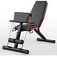 LAZ Adjustable Weight Bench Flat Incline Utility Exercise Workout Sit Up Home Gym Equipment for Full Body with Rowing Machine