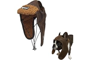 Ducomi Pilotenhut für Hunde, Fliegermütze aus Leder, Accessoire für Karneval, Halloween und Partys, Bezug aus weichem und warmem Fell, Geschenk für Hunde (Brown, L)