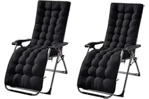 JTBDWOSK Liegestuhl Auflage, Dicke Lange Gartenliegen-Auflage Sofapolster Relaxliegenauflage für draußen, Terrasse, Sonnenliege, Bank, Liegestuhl, Kissen,Schwarz,2 Stück (1er Pack)