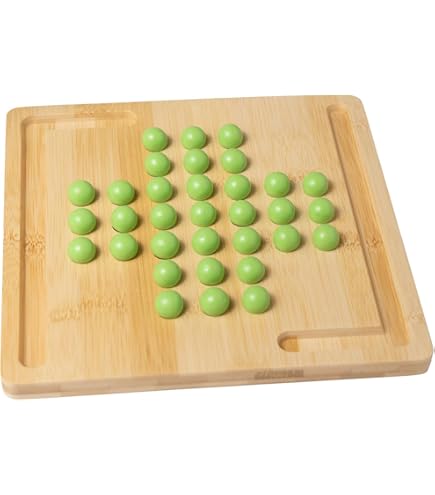 Jeu De Solitaire En Onyx Et Marbre - Grand Plateau Carré 30 Cm Avec 32 Boules En Pierre