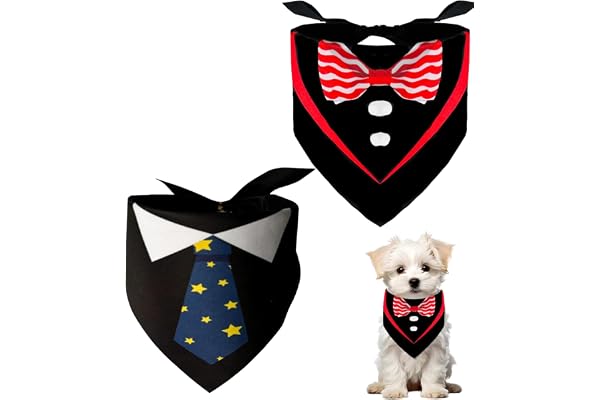 2Pcs Dog Bandana Set, Formal Christmas Dogs Accessories for Special Occasions, Dog Gifts for Birthday with Bow Tie Suitable for Pet Lover