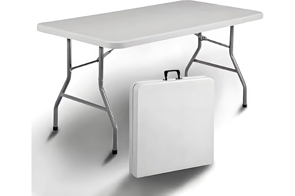 IZTOSS Table Pliante Exterieur avec Poignées latérales,Facile à Transporter (Blanc-Table)