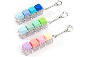LEIKEDUN 3Pcs Keyboard Fidget Toy 4-Button Fidget Keyboard Keychain Stress Relief Toys Funny Fidget Keyring Finger Keyboard Keychain Keyboard Clicker Fidget Decompression Toys
