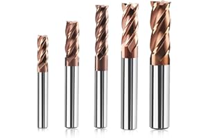 TRVOXVIQ 5 frese a gambo in metallo duro 4 flauto, 6 – 12 mm, CED TiSiN Coat, punta elicoidale VHM CNC, punte per trapano/fresa, 55 HRC, punta per trapano per acciaio, lega di alluminio, rame