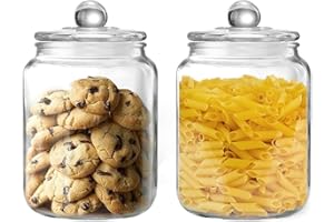 WDOPEN Barattoli in vetro per biscotti, grandi, con coperchio, ermetici, trasparenti, per biscotti, caramelle, farina, zucchero, caffè, set da 2