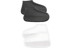 MIYUANGKJ Cubrezapatos de silicona, 2 pares de fundas impermeables para zapatos de lluvia, antideslizantes de silicona, reutilizables, portátiles, para lluvia, días de nieve, carreteras fangosas (tamaño: 39-42)