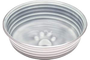 Loving Pets Le Bol Glazed Interior Stainless Steel Dog Bowl Non-Slip Dishwasher Safe Durable Pet Dish - Parisian Grey - Small (500 ml)