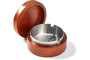 Brovamo Madera Cenicero Absorbe Humo, Revestimiento desmontable de acero inoxidable Cenicero Exterior, Cenicero con Tapa Adecuado para Ceniceros, Cenicero Antiolores para balcón