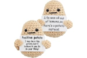 HILLOLY Positive Potato Pocket Hug, 2 pcs Cute Inspirational Wool Knitting Potato Doll Decoration Funny Wool Potato with Positive Card for Birthday Holiday Party Office