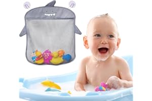 LICHUANUK Organizer na zabawki do kąpieli, zabawka do przechowywania, torba na zabawki do kąpieli, do przechowywania zabawek lub innych przydatnych przedmiotów, i 2 przyssawki, szary