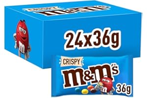 M&M'S CRISPY - Bonbons Chocolat au Lait & Riz Soufflé - Grand Format - 24 Sachets de 36g