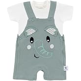 Gezenbebe Hero Kısa Kol Bebek T-Shirt &amp; Nakışlı Salopet Seti Elephant 6-9 Ay