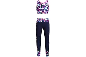 Aiihoo Ensemble Sport Fille Camouflage Imprimé Lettre Crop Top Sport Sans Manche + Pantalon Legging Danse Hiphop Survêtement Fille 4-16Ans