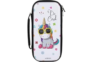 Konix Unik Housse de Protection et Transport pour Consoles Nintendo Switch, Switch Lite et Switch OLED - Rangement 8 Jeux - Motif Be Cool, Licorne