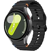 Covpor Wave Soft Silikon Spor Kordon Samsung Galaxy Watch 7 6 5 4 FE 40 44 mm Classic 42 43 46 47 mm ile Uyumlu Siyah