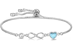 Kraven Bracciale Iniziali simbolo dell'infinito da Donne, Lettera A-Z Daino Pietra di Nascita Blu Ciondolo 26 Alfabeto Monogramma Braccialetto per Ragazze Adolescenti Figlia
