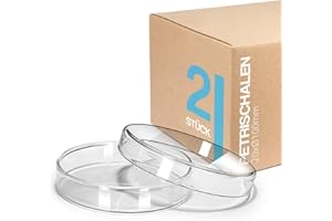 Tuuters 2X Petrischale aus Glas, starkwandig, Laborqualität, sterilisierbar (20 x 100mm)