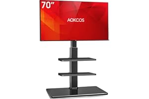 AOKCOS Soporte de TV para televisores de 32 a 70 pulgadas, altura de 1350 mm, altura regulable, giratorio, inclinable, 3 niveles, máx. VESA 400 x 400 mm hasta 40 kg, color negro