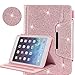 Produktbild iPad Mini 4 Hülle, Mini 3 / Mini 2 / Mini Hülle, Business Einfachheit Glitzer Premium Leder Folio Brieftasche Ständer Clever Schutzhülle mit Auto Schlaf/Wach Funktion für Apple iPad Mini 1/2/3/4,Rosa