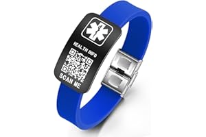 Theluckytag Medical Bracelets for Men Women with QR Code Medical Alert ID Bracelets Sport - Silicone Waterproof Wristband - More Space Custom Emergency Info