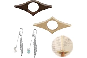 ORTVIAI 4 pezzi Porta pagine libro da 25 mm, Ferma Pagina per Lettura,Porta Pagina con Anello per Pollice,Segnalibro per Pollice in Legno di Noce,accessori da lettura