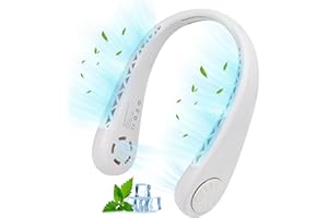 Gofady Neck Fan, Portable Hanging Neck Fan, Bladeless Rechargeable, 3 Speeds Headphone Personal Wearable Neckband Fan, 360° Airflow for Sports Travel Office Outdoor Indoor (White)