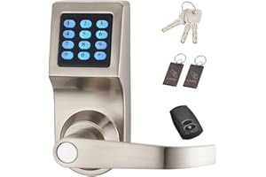 HAIFUAN Digital Door Lock,Unlock with Remote Control, M1 Card, Code and Key,Handle Direction Reversible (HFAD6300-R)