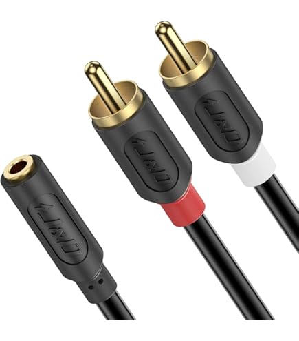Câble Audio 3,5 Mm Vers 2 RCA – 1,8 M (6 Pieds) – Noir – Pièce Stéréo HQ