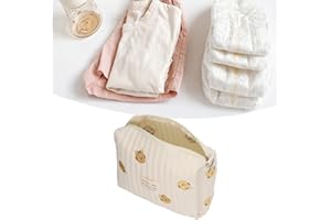 BTOSEP Sacs à Couches Humides et Secs Imperméables Réutilisables, Sac à Langer Pochette de Rangement Broderie Exquise Coton Doux Grande Capacité Poussette Sac Organisateur pour Voyage (Tête de Tigre)