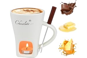 HiCWX Fondue Mug,2026 New Chocolate Fondue Mug, Ceramic Butter Warmers Pot Set,Personal Cheese Melting Cup, Fondues Heated with a Tealight,Warmer Mug for Candy Snack Caramel Party