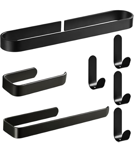 Set di accessori da bagno nero opaco, 4 pezzi, kit resistente
